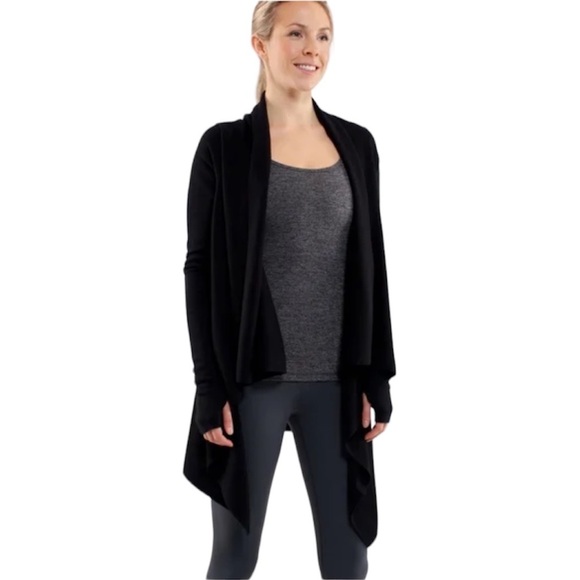 lululemon athletica Sweaters - Lululemon Reflection Wrap Waterfall Open Cardigan Black